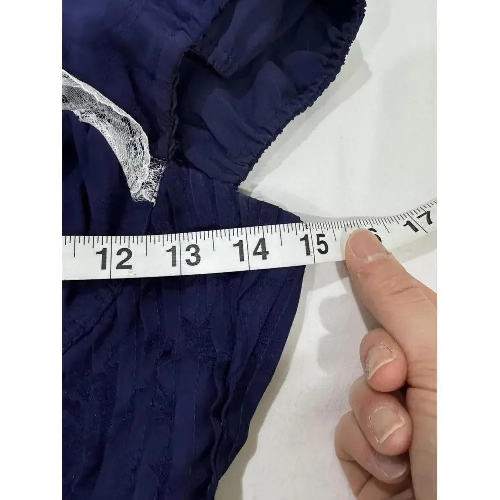 For Love & Lemons Navy Blue Holland Lace Corset Back Crop Top- Size Small - Picture 8 of 9